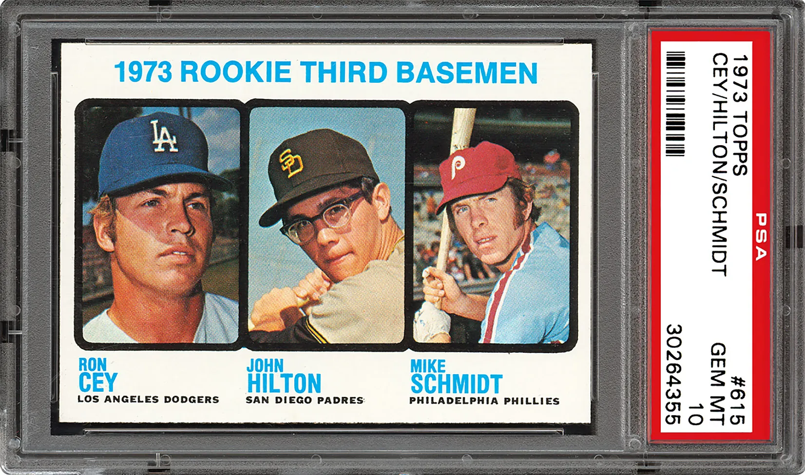 1973 Topps #615 Rookie 3rd Basemen w Mike Schmidt RC HOF PSA 9 Mint