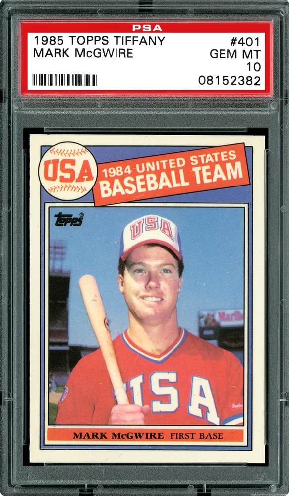 1985 Topps Tiffany Baseball Mark McGwire Team USA Rookie Card # 401 PSA 8 NM-MT