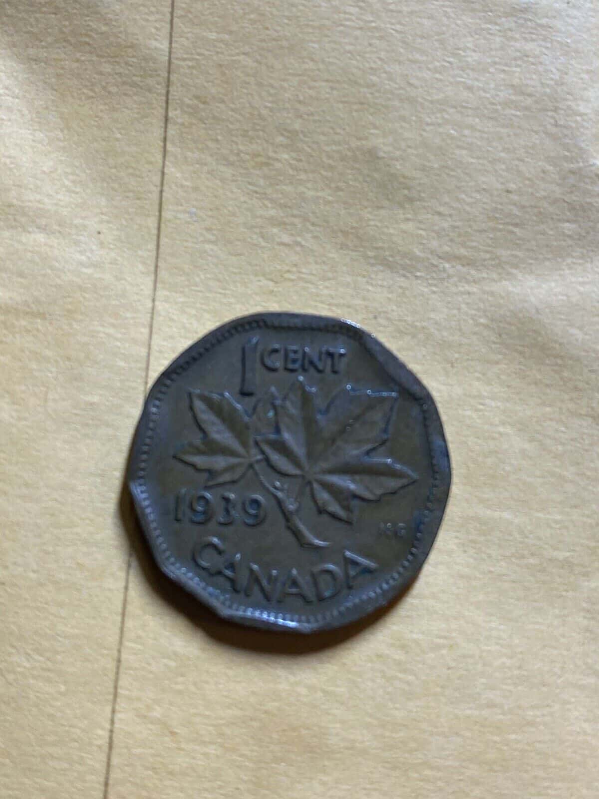 1939 Canadian Cent Error (10 Edges Not Round )
