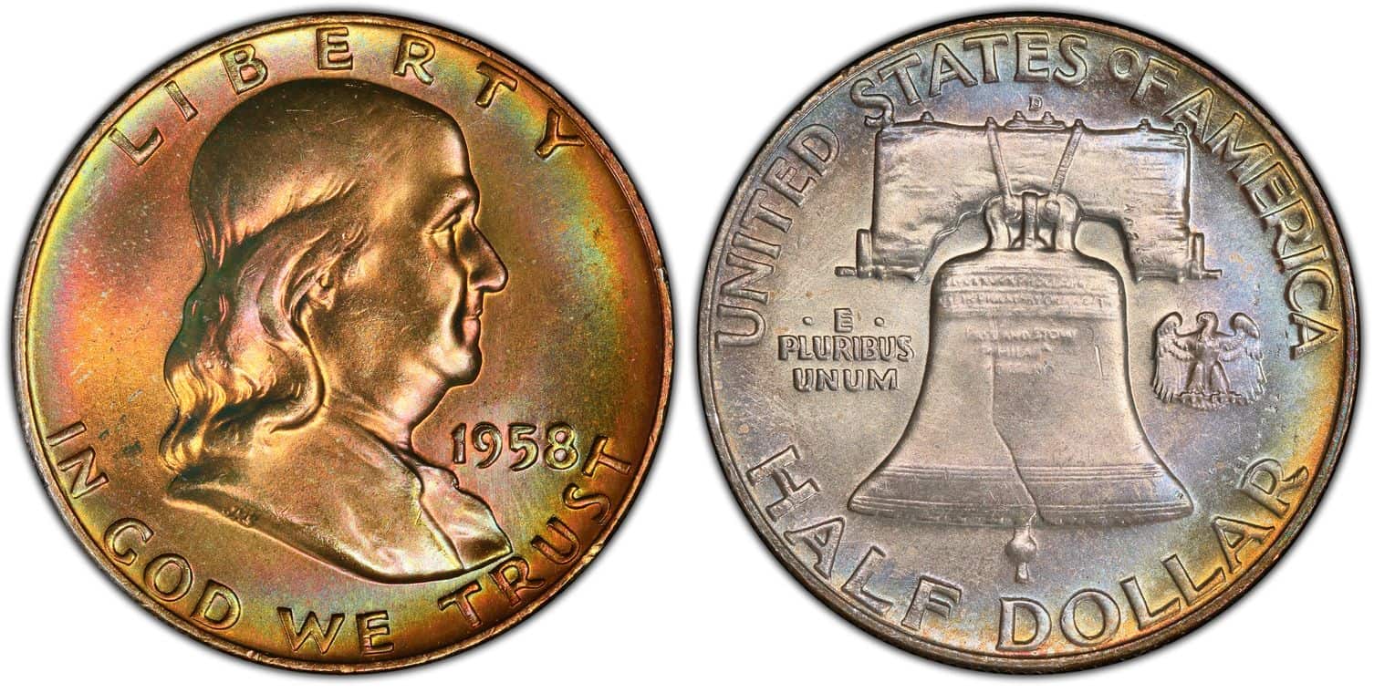 1958 D MS 67+ FBL Franklin half dollar