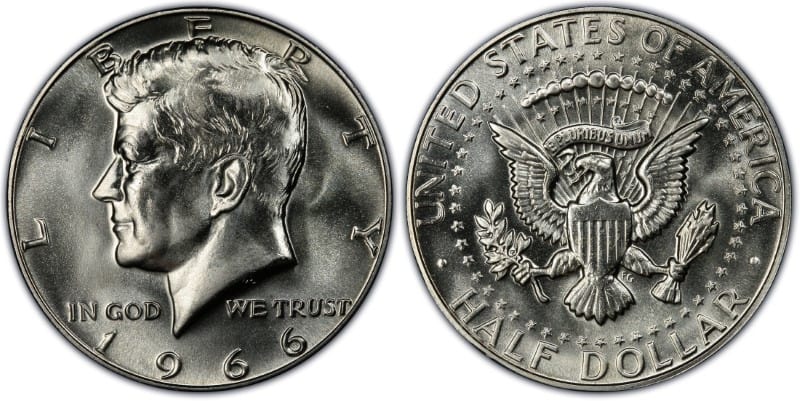 1966 MS 67+ Kennedy half-dollar
