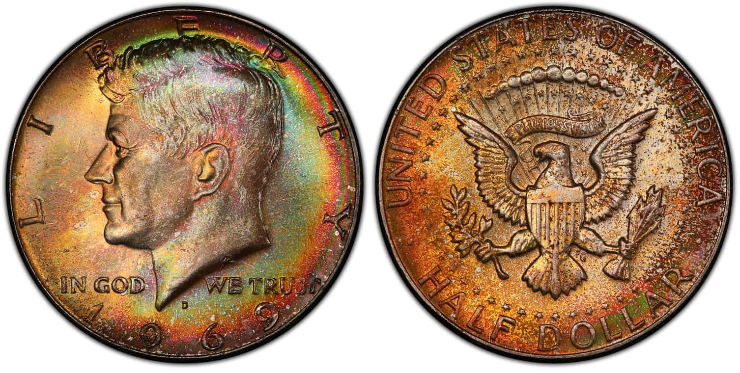 1969 D MS 67 Kennedy half-dollar