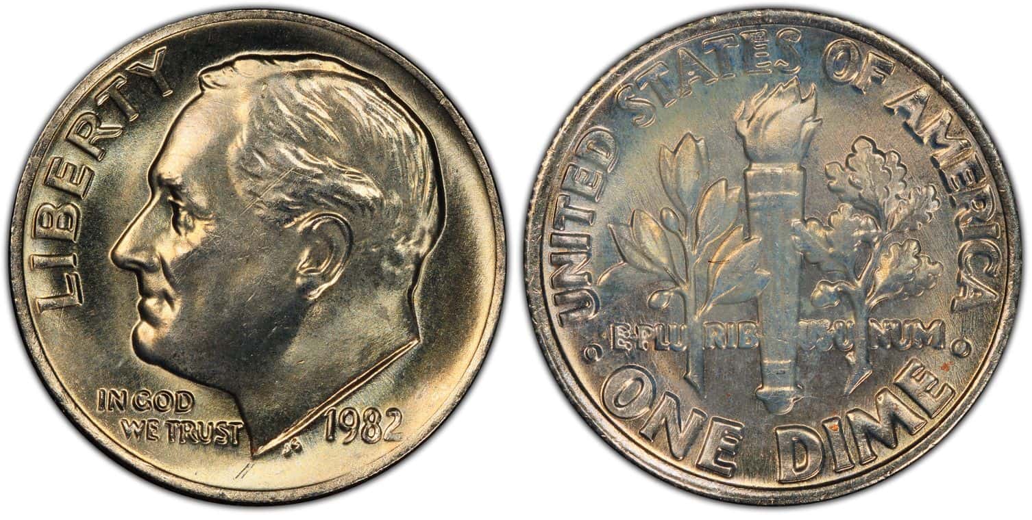 1982 Roosevelt Dime (No Mint Mark Error)
