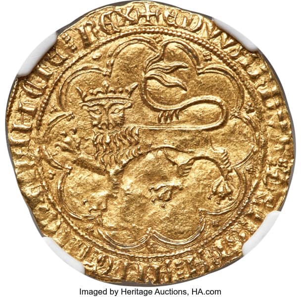 Aquitaine, Edward III, Gold Leopard d'Or ND (from 1357) NGC MS64