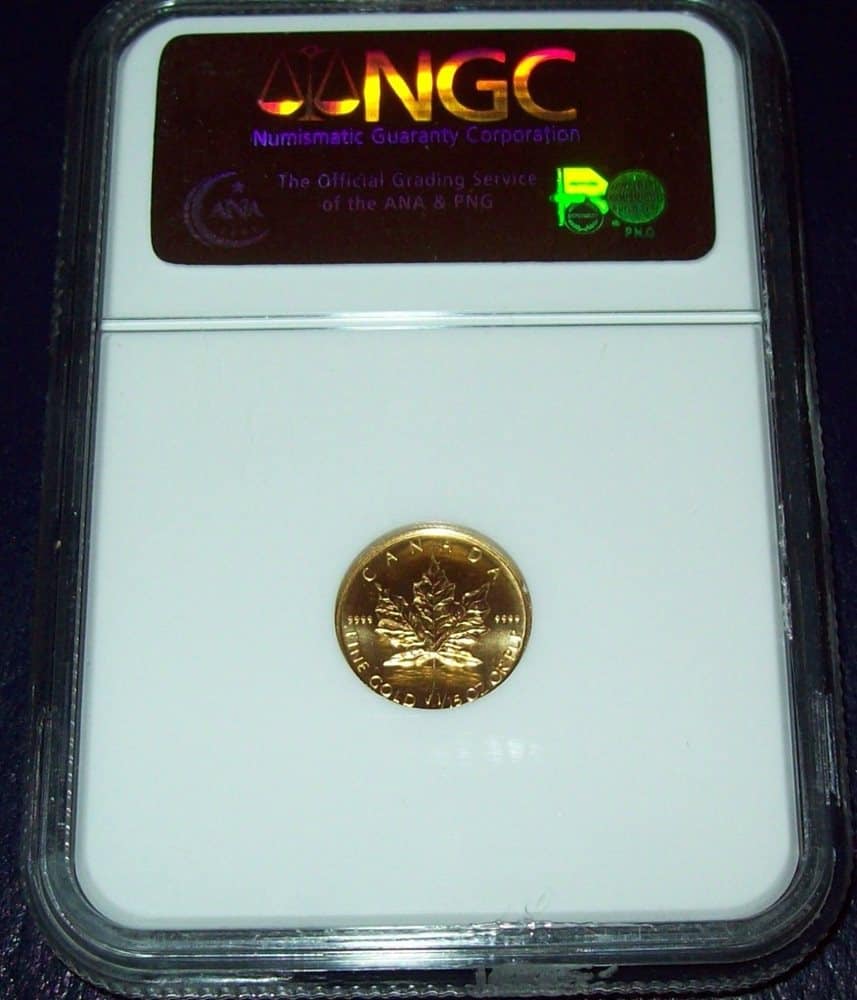 Canada. Elizabeth II Gold 2 Dollars, Maple Leaf, 1994, NGC MS66