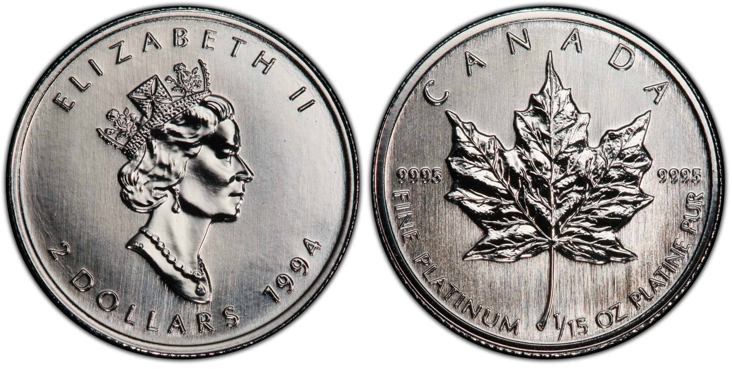 Canada. Elizabeth II Platinum 2 Dollars, Maple Leaf, 1994, PCGS MS68