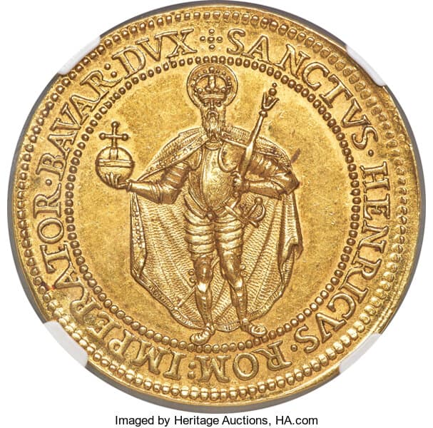 German States Bavaria, Maximilian I, Gold Medallic 8 Ducat, 1598, NGC MS62+