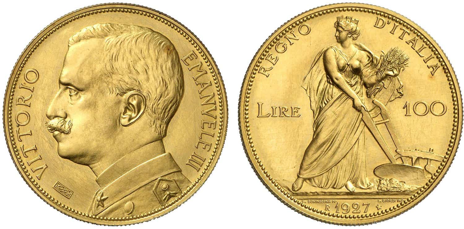 Italy, 1927-R (Rome), 100 Lire, PCGS MS65