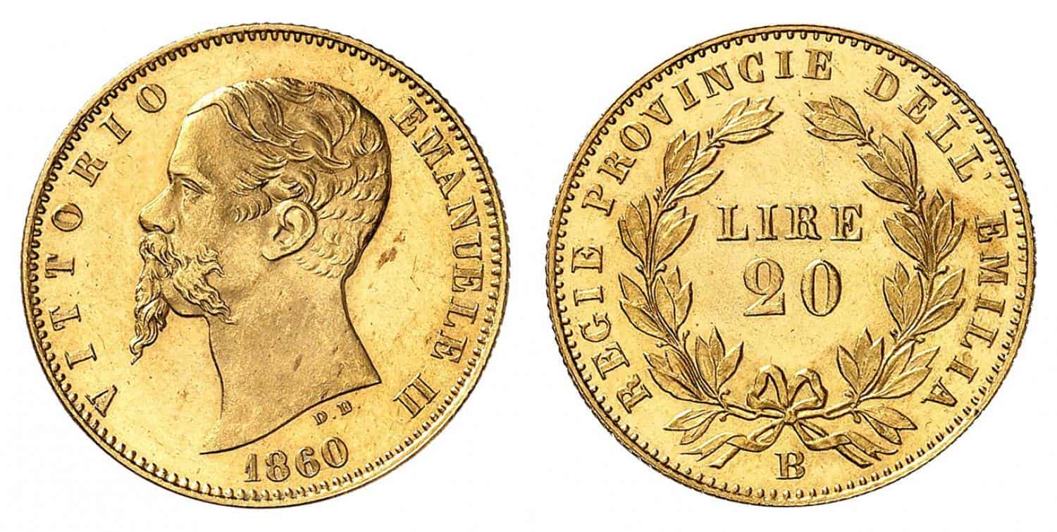 Italy, Emilia, 1860-B (Bologna), 20 Lire, PCGS MS65