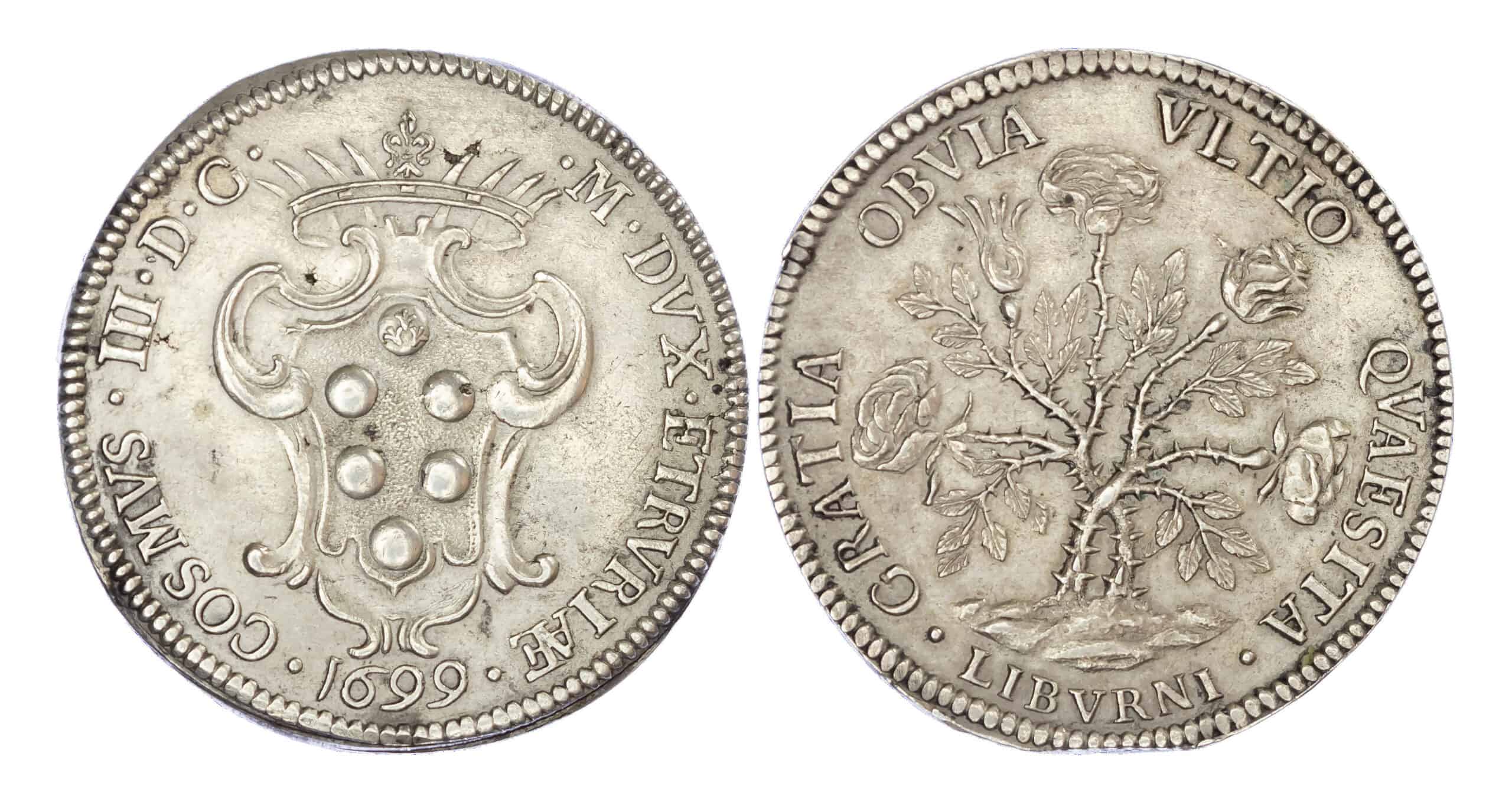 Italy, Livorno, Cosimo III de’ Medici. Silver Pezza della Rosa, 1699
