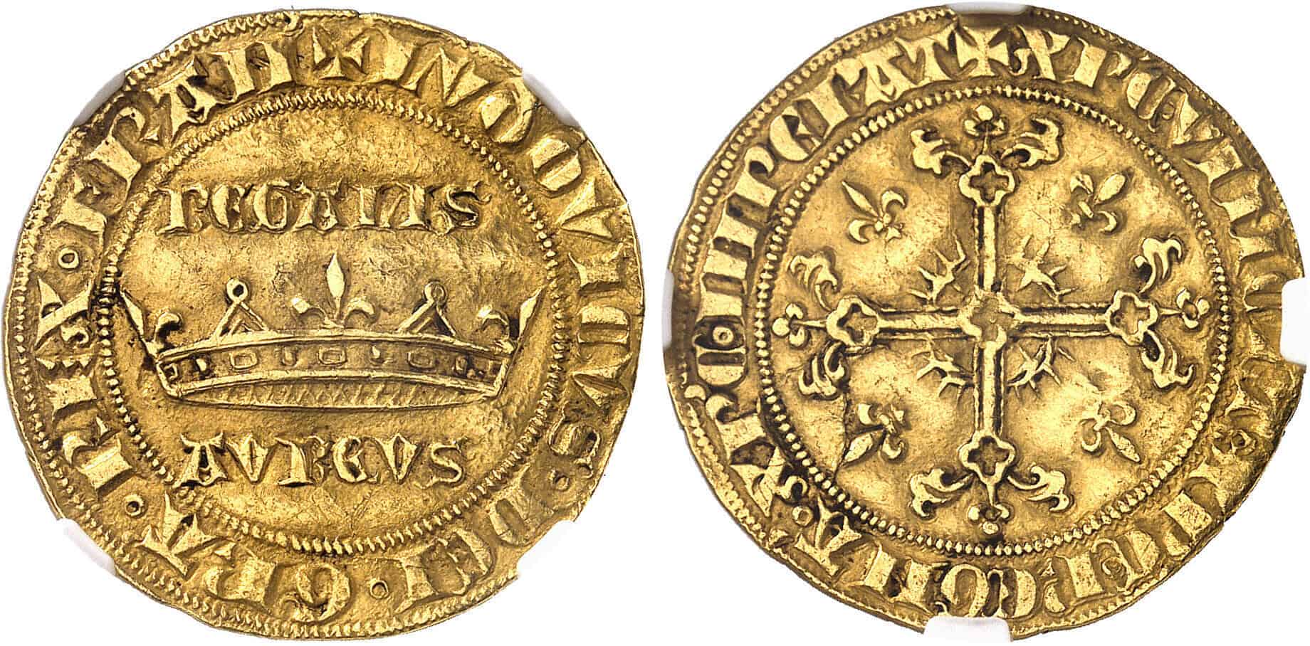 Louis IX, Royal d’Or de Noyon, ND c.1270, NGC AU55