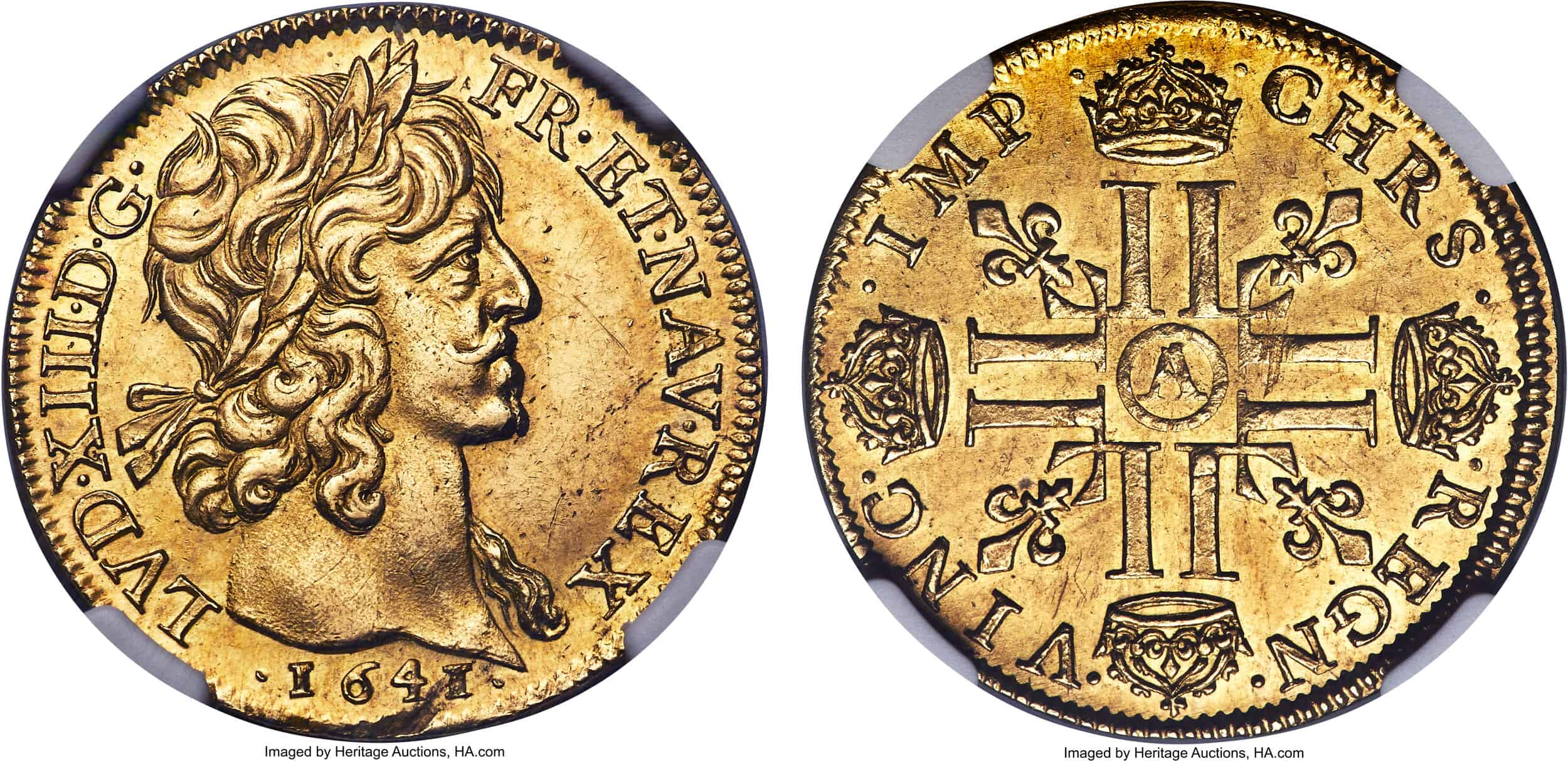 Louis XIII gold 2 Louis d'Or 1641-A NGC MS62+