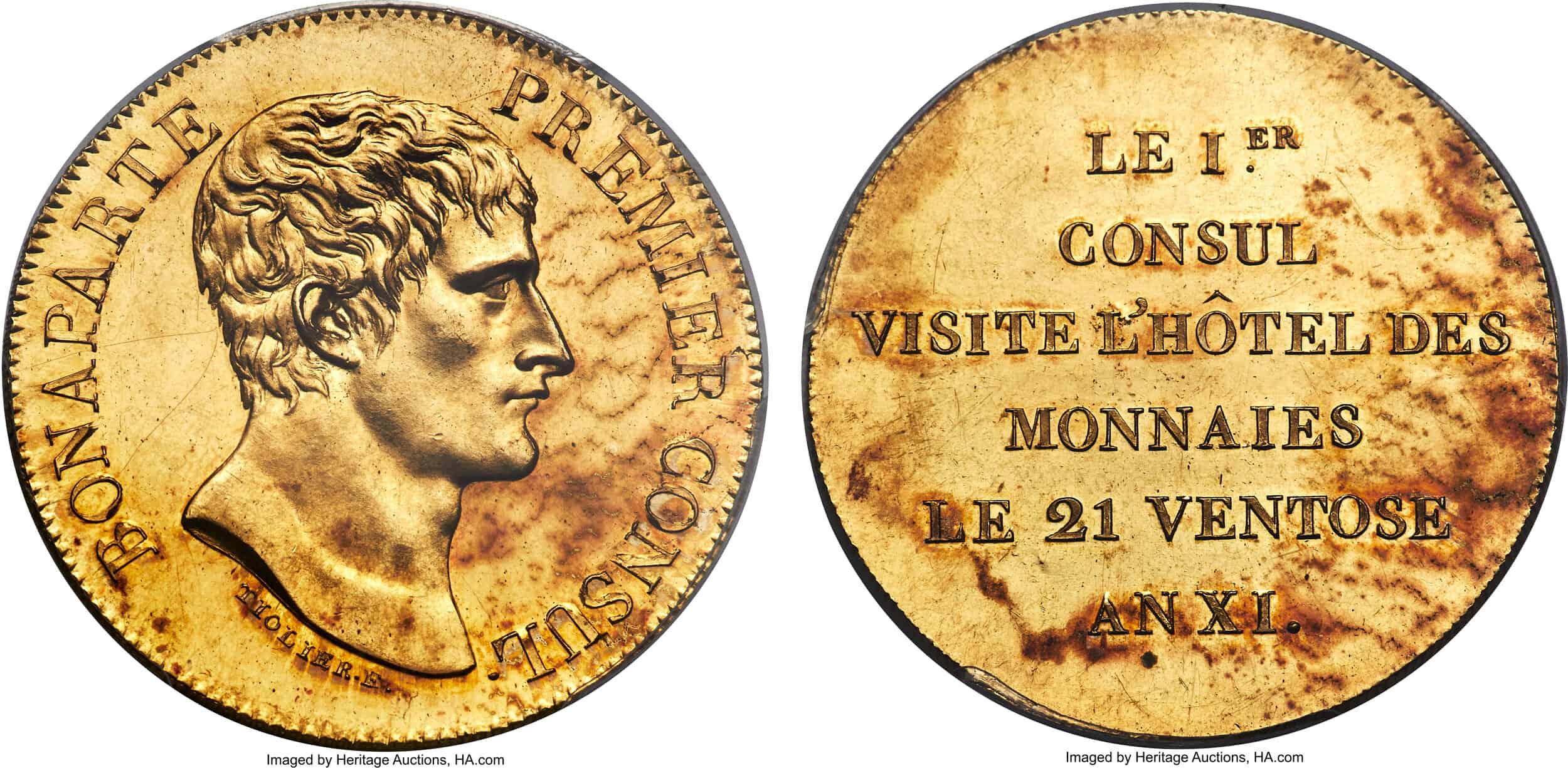 Napoleon gold Proof Medallic Essai Paris Mint Visit 5 Francs, L'An XI (1803), PCGS SP62+