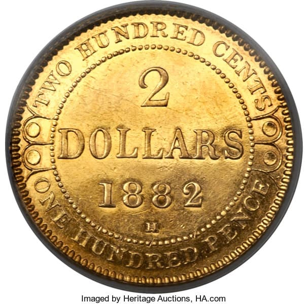 Newfoundland. Victoria Gold 2 Dollars, 1882-H, PCGS SP58