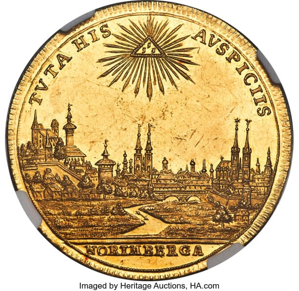 Nürnberg. Free City, Gold 6 Ducat, 1745, NGC MS60 Prooflike