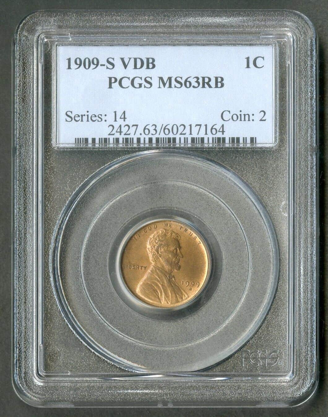 US Coin 1909 S VDB RARE Key Date Lincoln Cent PCGS MS63 Red Brown No Reserve