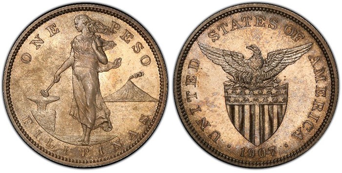 US-Philippines 1907 Proof Peso