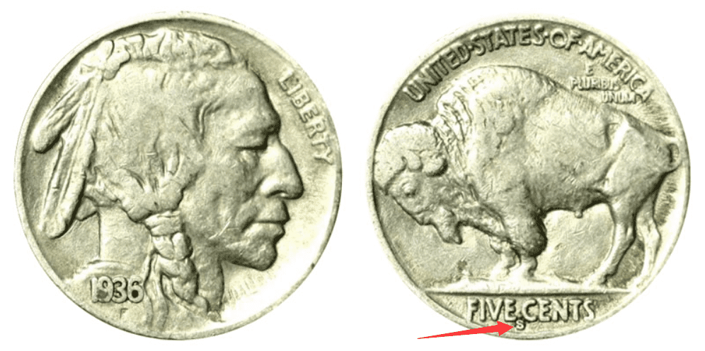 1936 S Buffalo Nickel Value