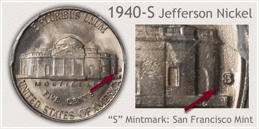 1940 S Jefferson nickel 