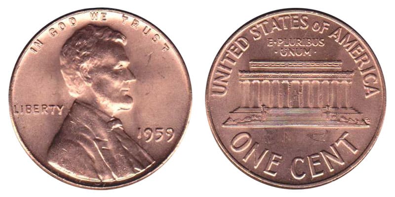 1959 No Mint mark Lincoln penny