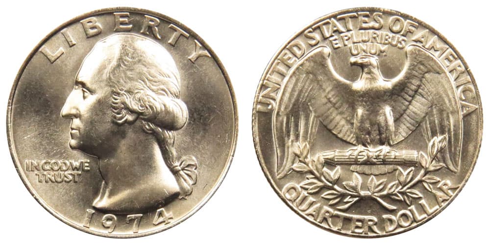 1974 No Mint mark Washington quarter