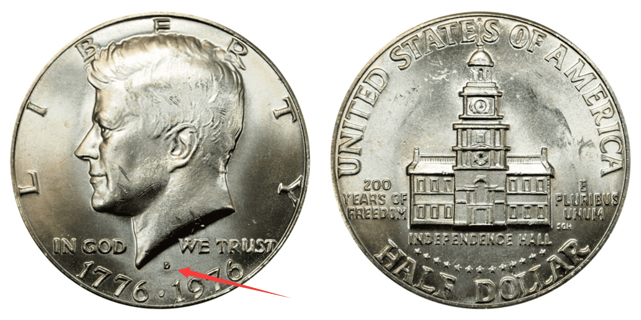 1976 D Kennedy half dollar
