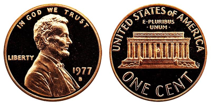 1977 S proof Lincoln penny