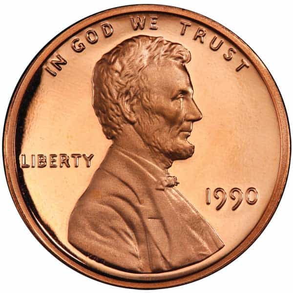 Obverse of the 1990 Penny