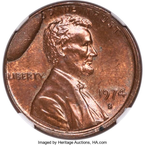 The 1974 “S” Penny with a Die Break (Obverse)