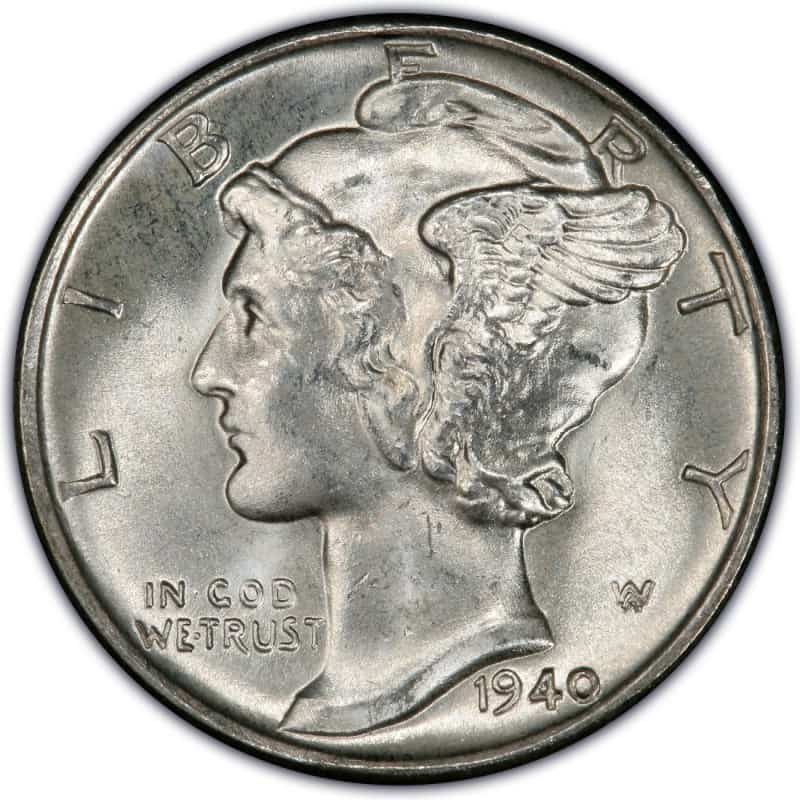 The obverse of the 1940 dime