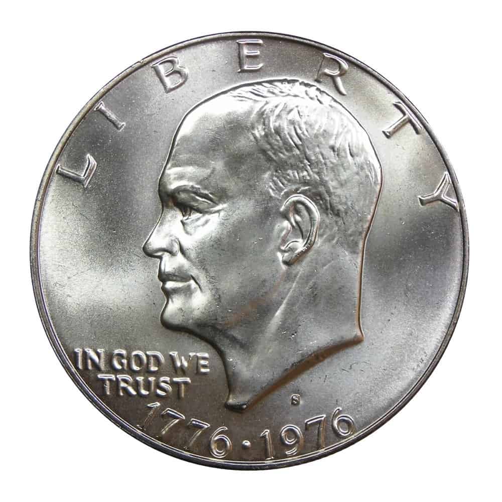 The obverse of the 1976 Eisenhower silver dollar