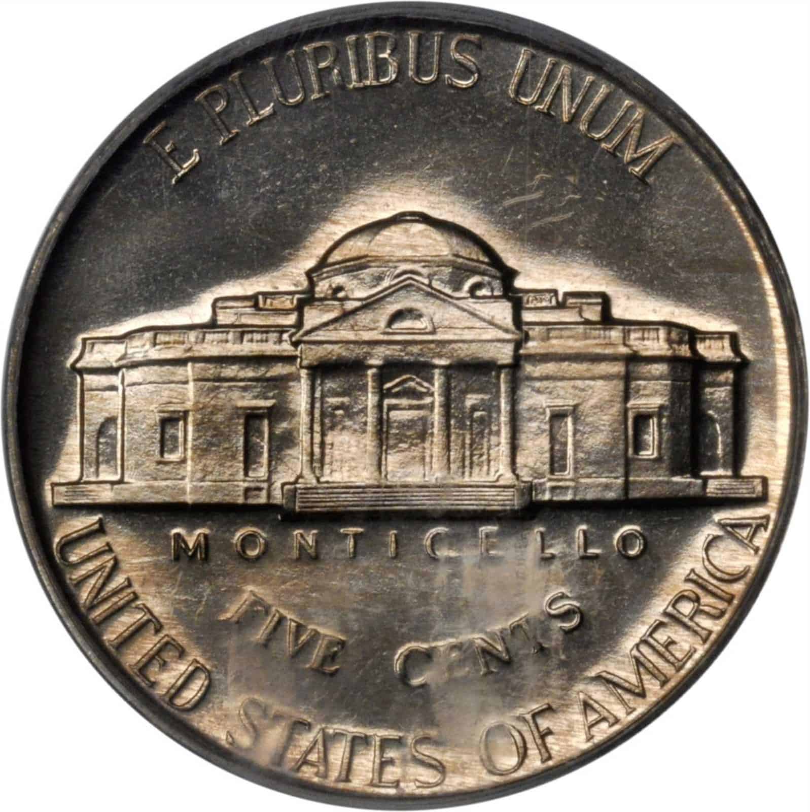 The reverse of the 1941 Jefferson nickel