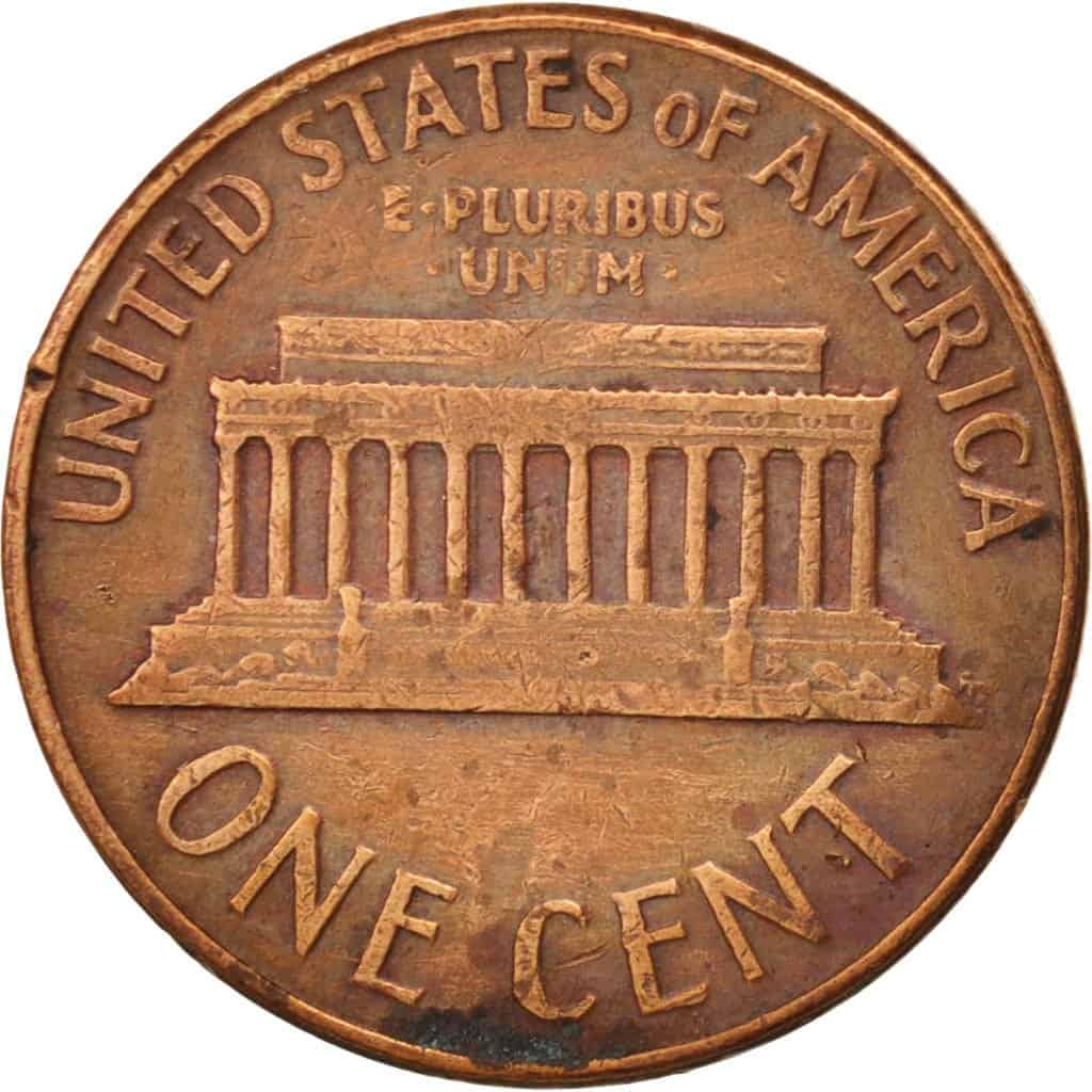 The reverse of the 1965 Lincoln penny
