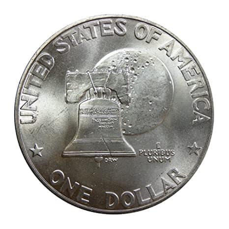The reverse of the 1976 Eisenhower silver dollar