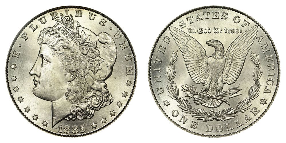 1885 No Mint mark Morgan silver dollar