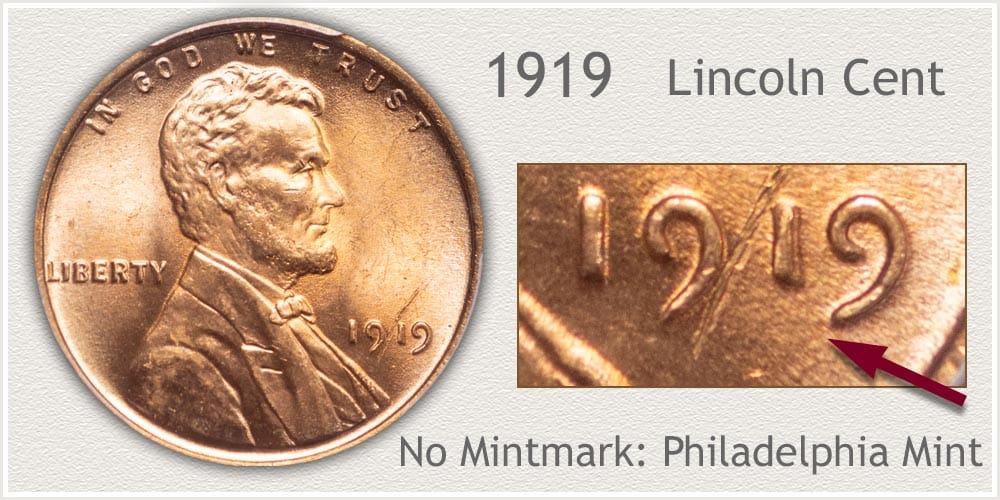 1919 No Mint mark Lincoln wheat penny