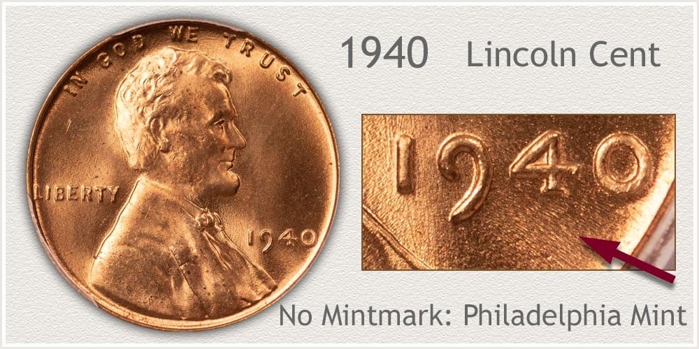 1940 No Mint mark Lincoln wheat penny