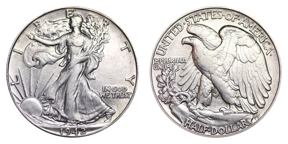 1942 No Mint mark Walking Liberty half-dollar