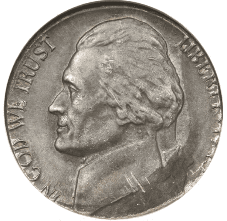 1943 Nickel Struck on a Penny Planchet
