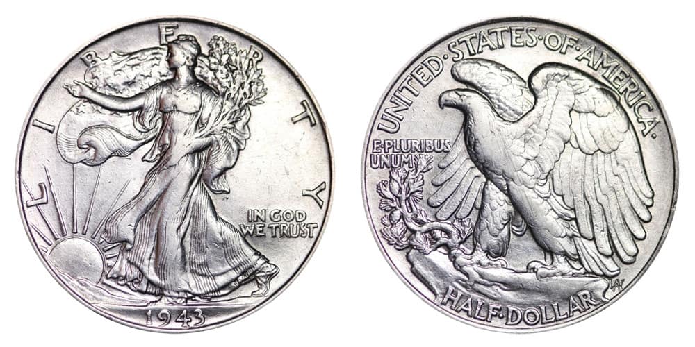 1943 No Mint mark Walking Liberty half-dollar