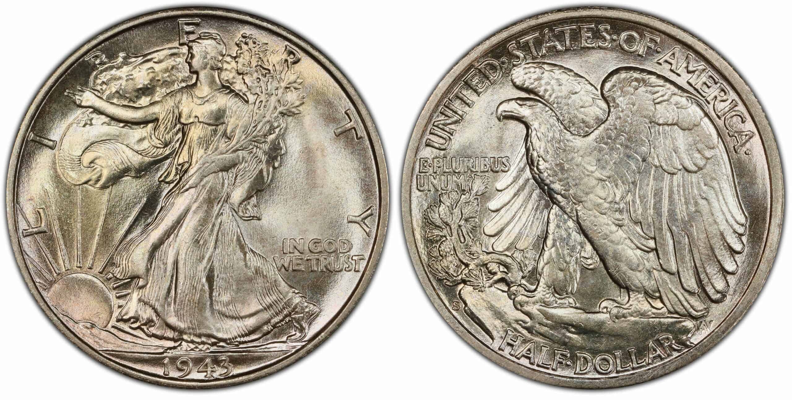 1943 S proof-like Walking Liberty half dollar