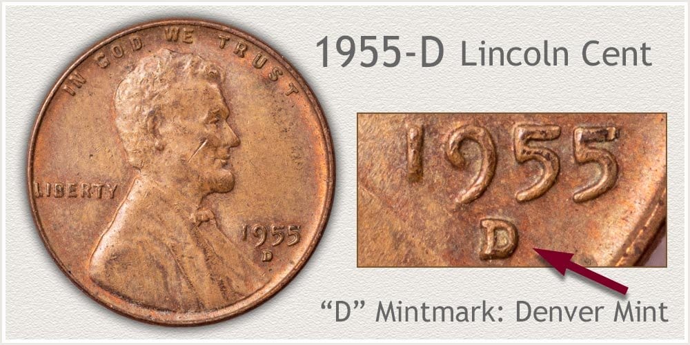 1955 D Lincoln wheat penny