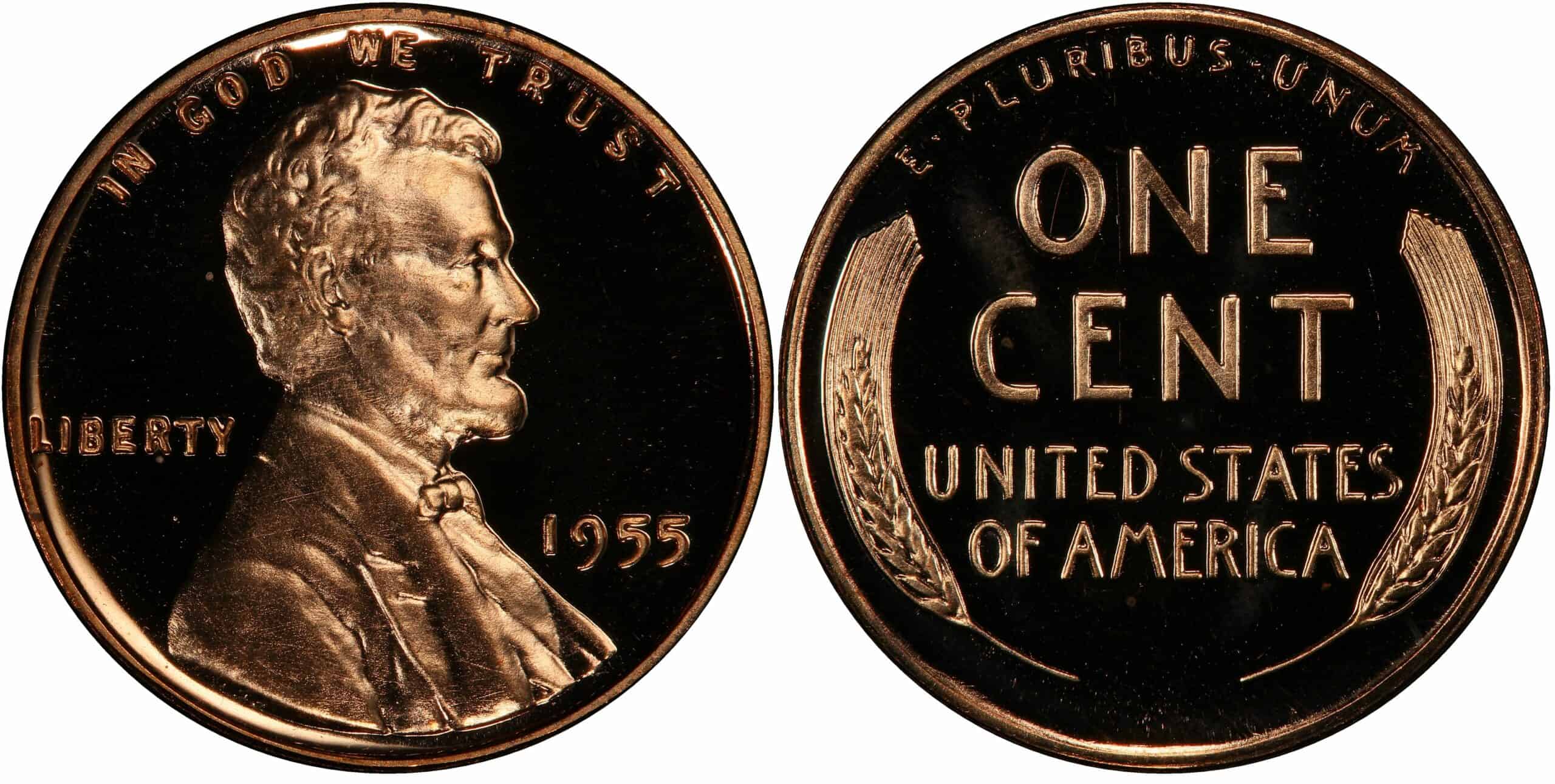 1955 proof Lincoln wheat penny