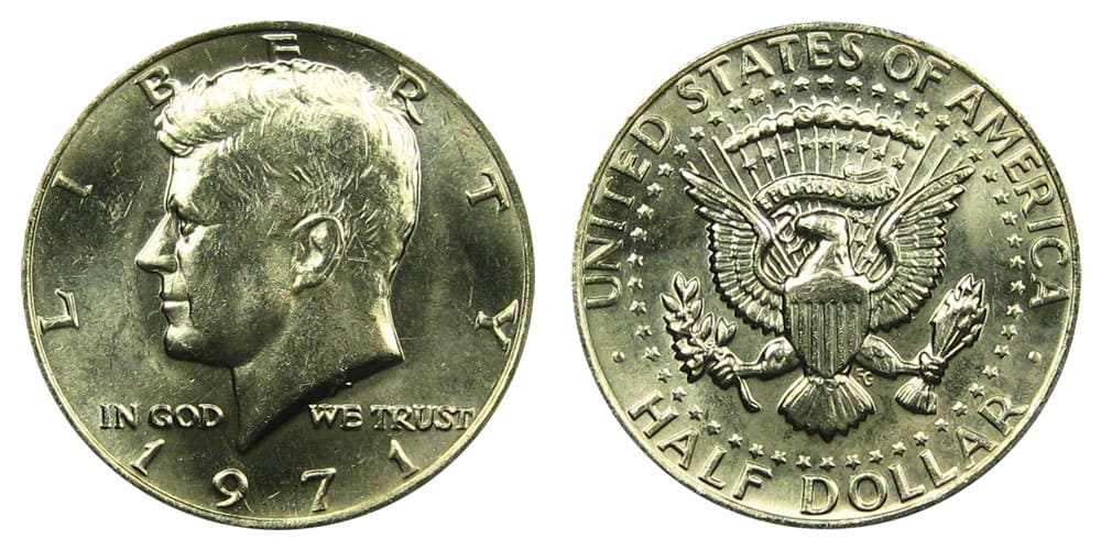 1971 No Mint mark Kennedy half-dollar