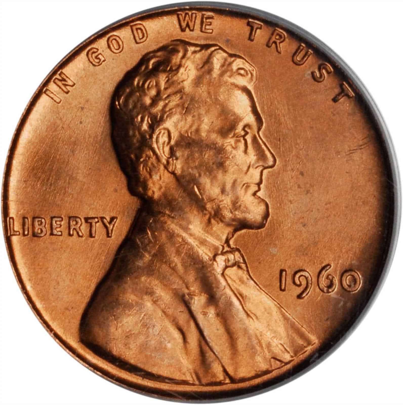 The obverse of the 1960 Lincoln Memorial penny