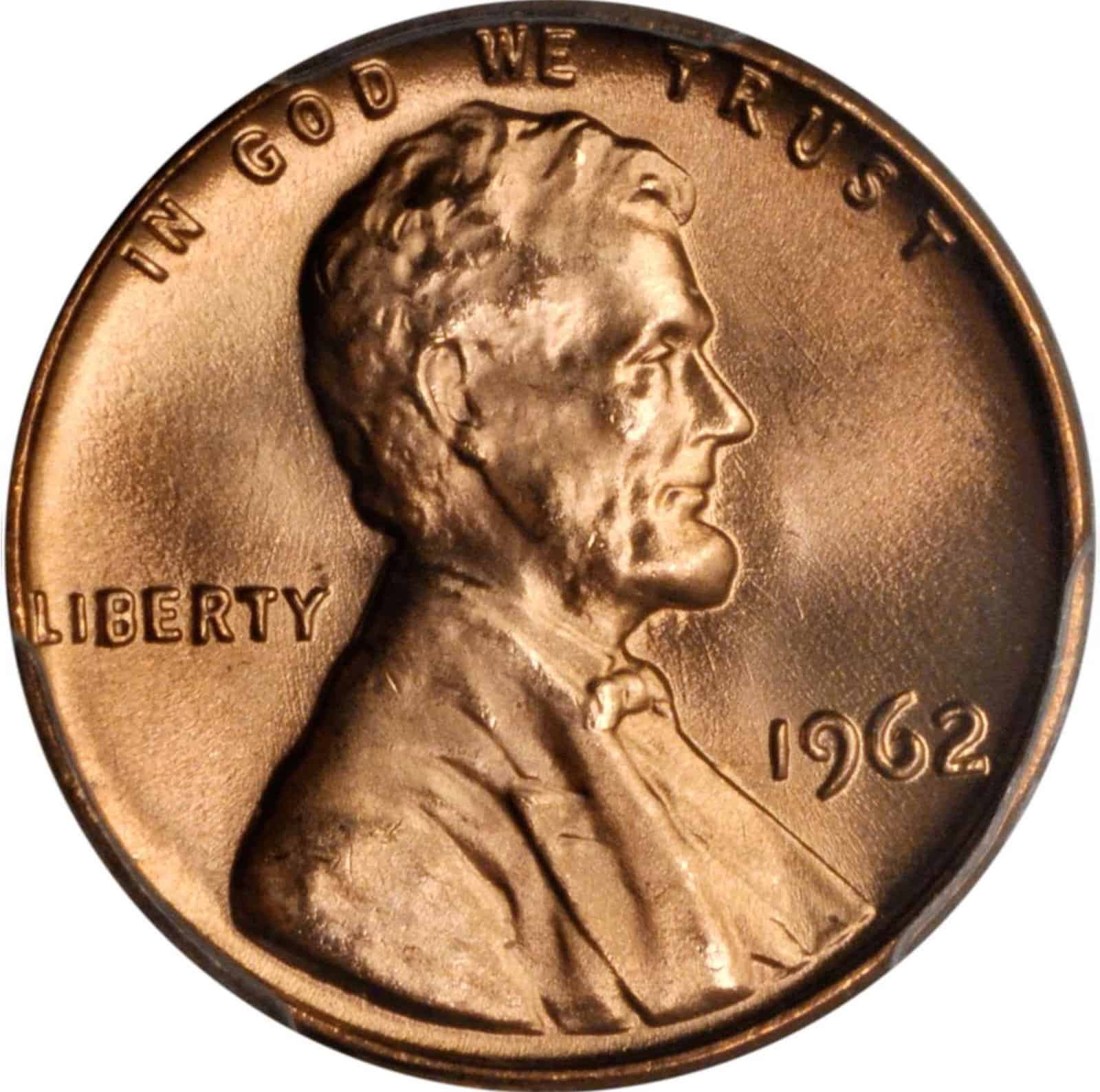 The obverse of the 1962 Lincoln penny