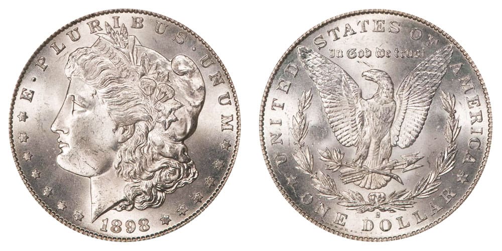1898 S silver Morgan dollar