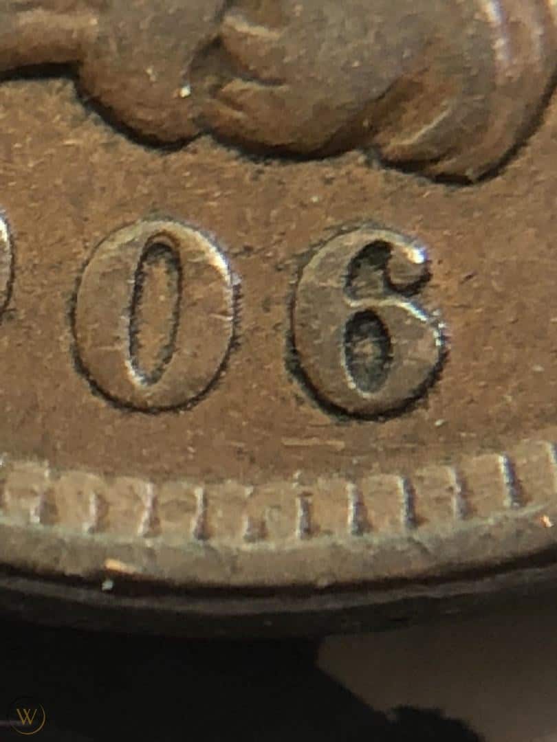 1906 Indian Head Penny with Repunched Date Error