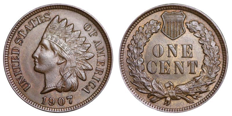 1907 No Mint mark Indian head penny