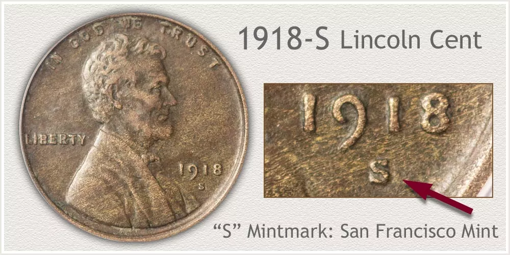 1918 S Lincoln wheat penny Value